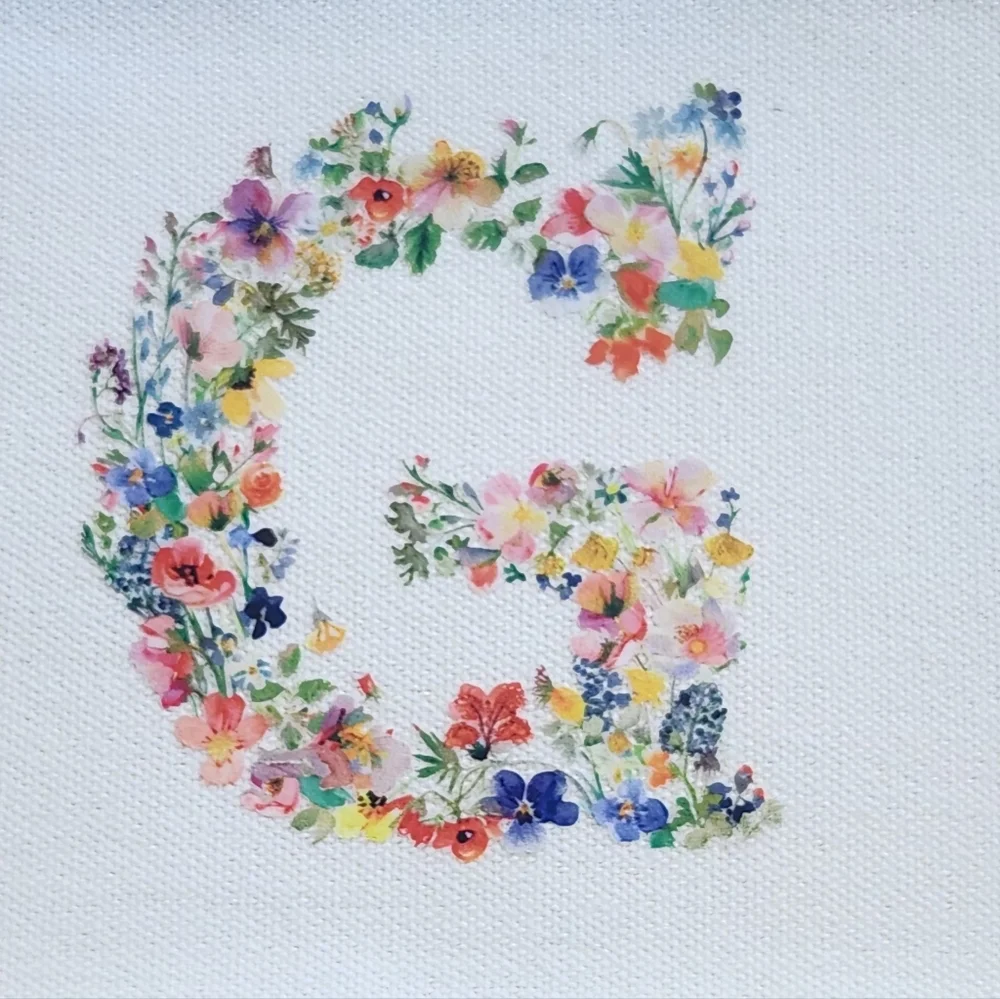 Initial G Floral Letter Organizing Zippered Pouch Or A Makeup Pouch